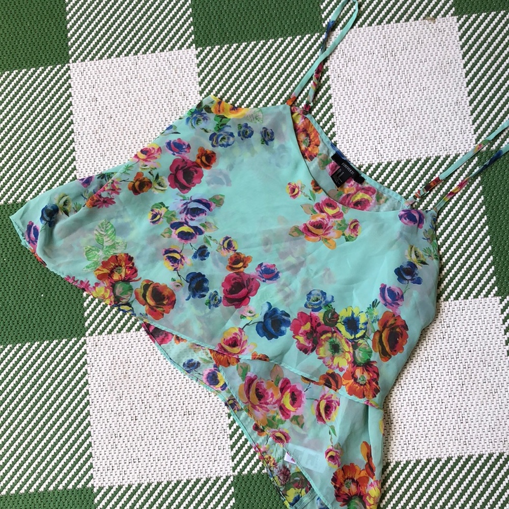 Forever 21 sea foam green St Patrick’s Day floral sleeveless cami
